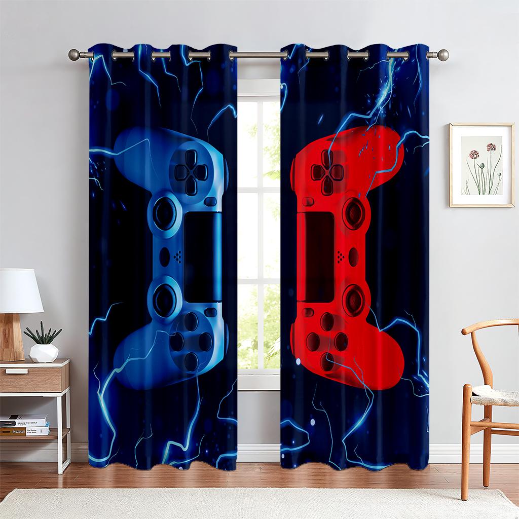 2PCS Technology Sense Game Controller Printed Шторы, полузатемняющие, гостиная, спальня, игровая комната, декоративные шторы