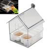 Pull-Out External Parrot Feeder Window Mounted Birds House with Two Food Slots Transparent Parrot House with Water Catcher Tray
