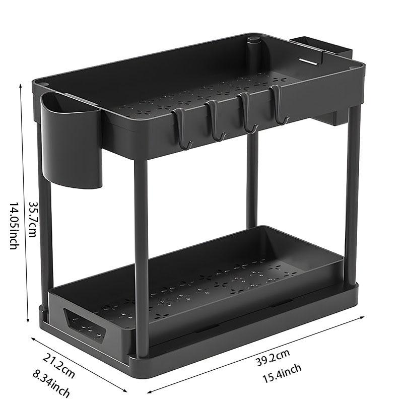 Black/White Kitchen Organization Rack Multi-Purpose Storage Shelf Seasoning Rack Bathroom Toiletries Organization