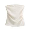 Spring New Arrival Pure Desire Style White Ruched Tight Straight Collar off-the-Shoulder Tube Top Tops 7903717 3067089