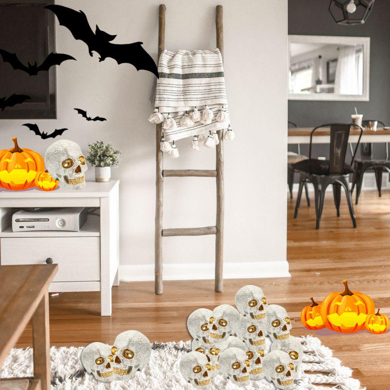 Золотые и серебряные бусины, маленький череп, настольный декор, ювелирные изделия, Хэллоуин, поделки из смолы, фигурка черепа