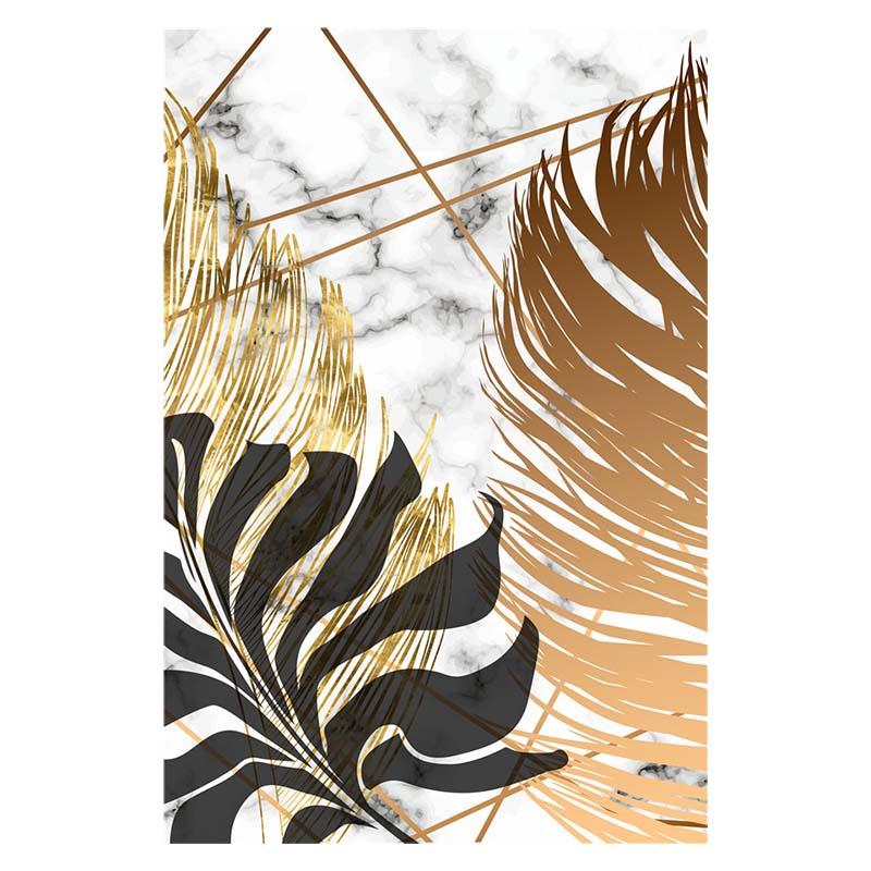 Скандинавские растения, золотой лист, холст, картина, ботанические постеры и принт, абстрактные настенные художественные картины для гостиной, современный декор