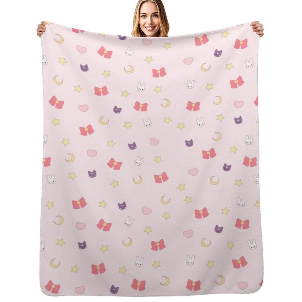 Moon Bunny Throw Blanket Soft Cozy Blanket for Pet Kids Adults