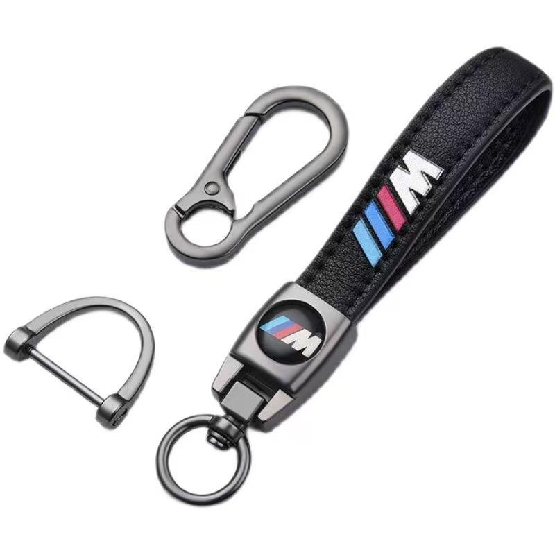 Metal Leather Keychain Car Key Pendant Key Ring Decor Car Sticker Fit For BMW G21 G30 G11 E90 F20 F10 F30 G20 F15 E36 E39 E46 E6 EV2