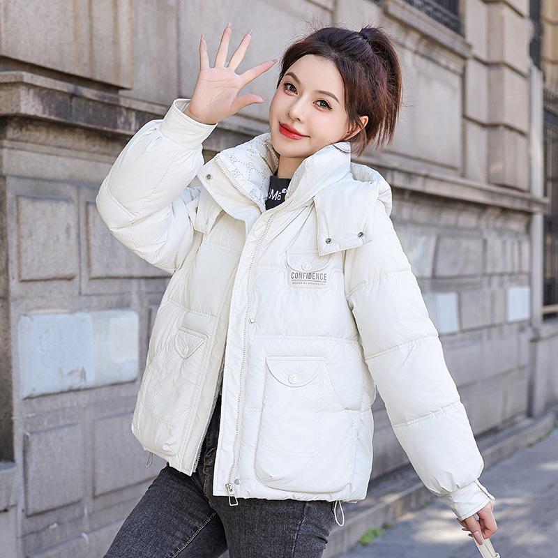 Осенне-зимнее женское пальто однотонное с капюшоном и большим карманом короткое свободное пальто утолщенная теплая студенческая куртка