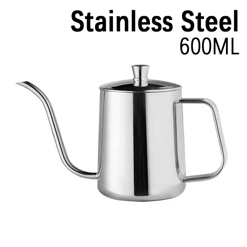 Drip Kettle 350ml 600ml Coffee Tea Pot Non-stick Coating Food Grade Stainless Steel Gooseneck Drip Kettle Swan Neck Thin Mouth