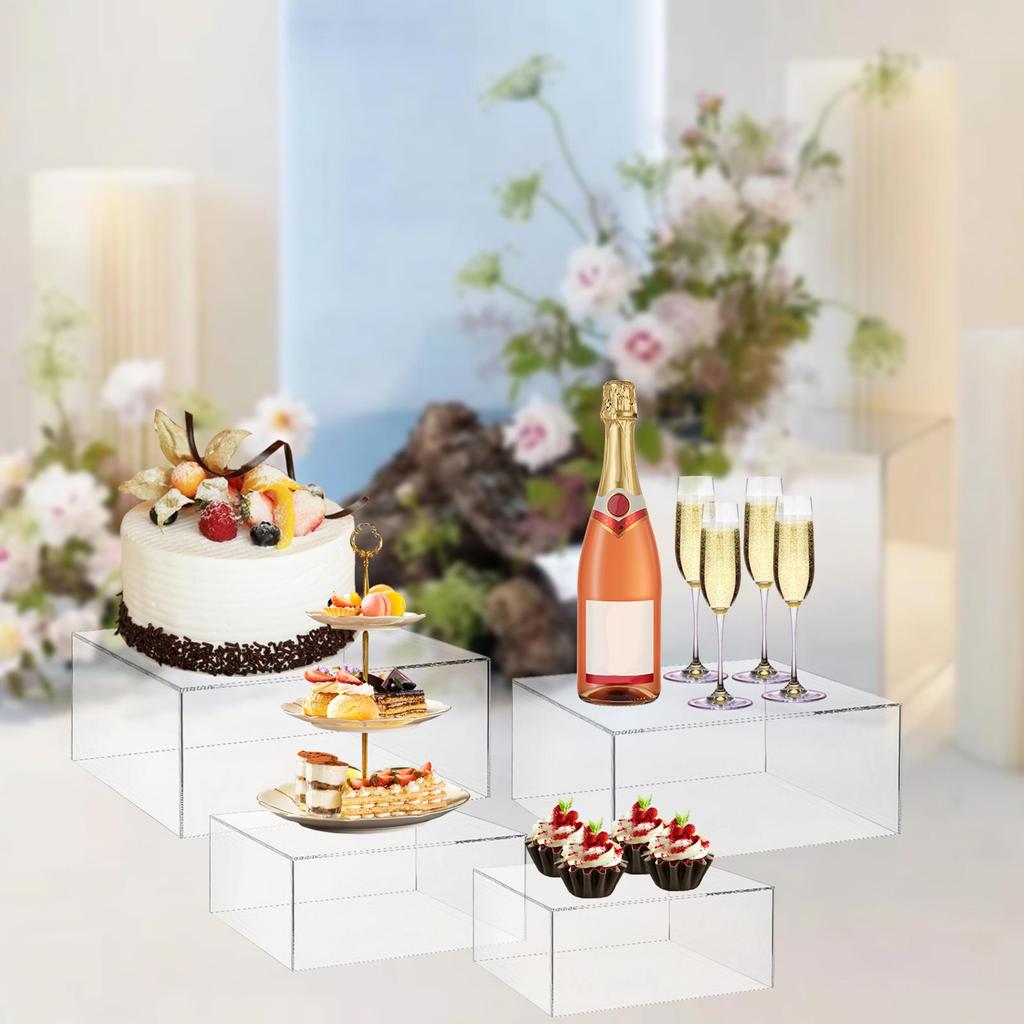 4Pcs Buffet Riser Acrylic Cake Riser Display Stands for Candy Dessert Stores