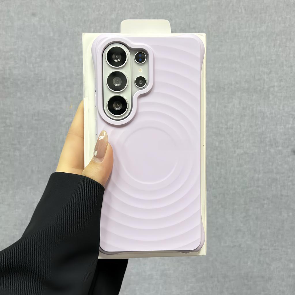 Мягкий силикон с текстурой водяной ряби Для Магнитного чехла Для Для Samsung Galaxy S26 S25 S24 S23 Ultra Plus Беспроводная зарядка Матовый чехол