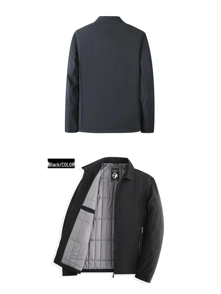 Мужская стеганая куртка Romon с отложным воротником и флисовой подкладкой - Осенне-зимний стиль, идеально подходит для среднего и пожилого возраста