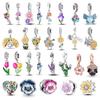 Flower Charms Fit Bracelets Sunflower 925 Silver Tulip Sakura Daisy Rose Flowers Beads DIY Jewelry Making