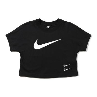 Спортивная повседневная укороченная футболка с логотипом Swoosh, женские топы, черные CJ3765-010