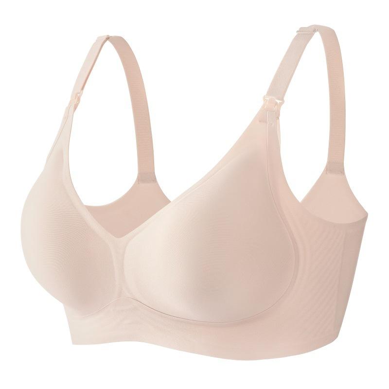 Seamless Soft Support Postpartum Nursing Bra Gathered To Prevent Sagging Feeding Fixed Cup Large Breast Lift Maternity Bra