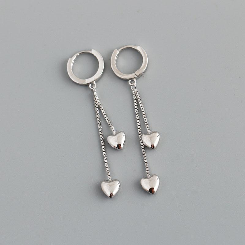 Серебряный цвет Сердце Цепочка Кисточка Серьги-кольца Простые Классические Золотые Женские Украшения oorbellen