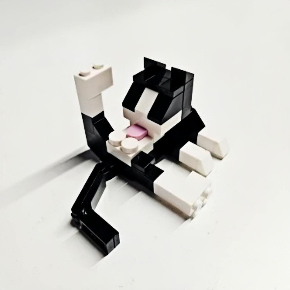 MOC Кот вылизывает свою шерсть Кирпичи Милое Животное Корова Кошки Совместимые Фигурные Строительные Блоки Игрушки Для Детей Взрослых Друзей Подарок Медол
