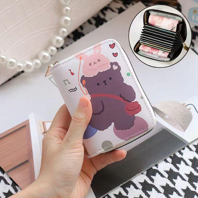 Держатель для карт с героями мультфильмов, милый женский кошелек на молнии, небольшой кошелек на молнии, держатель для карт для женщин