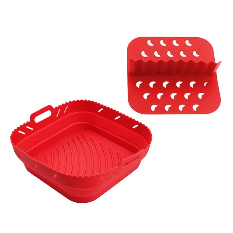 Air Fryers Silicone Basket Plate Square Reusable Air Fryers Cooking Accessories