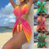 Sexy Gradient Color Three Pieces Bikini Set Swimsuit For Women Mesh Skirt Bathing Suits Summer Beach Wear Swimming Suit