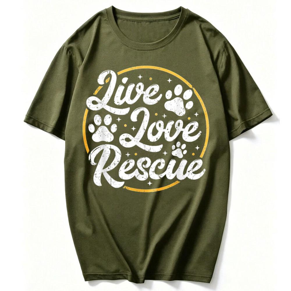 Dog Lover Adopt A Dog Or Cat Cute Adoption Live Love Rescue Tshirt Streetwear Funny Outdoors High Quality Cotton Shortsleev