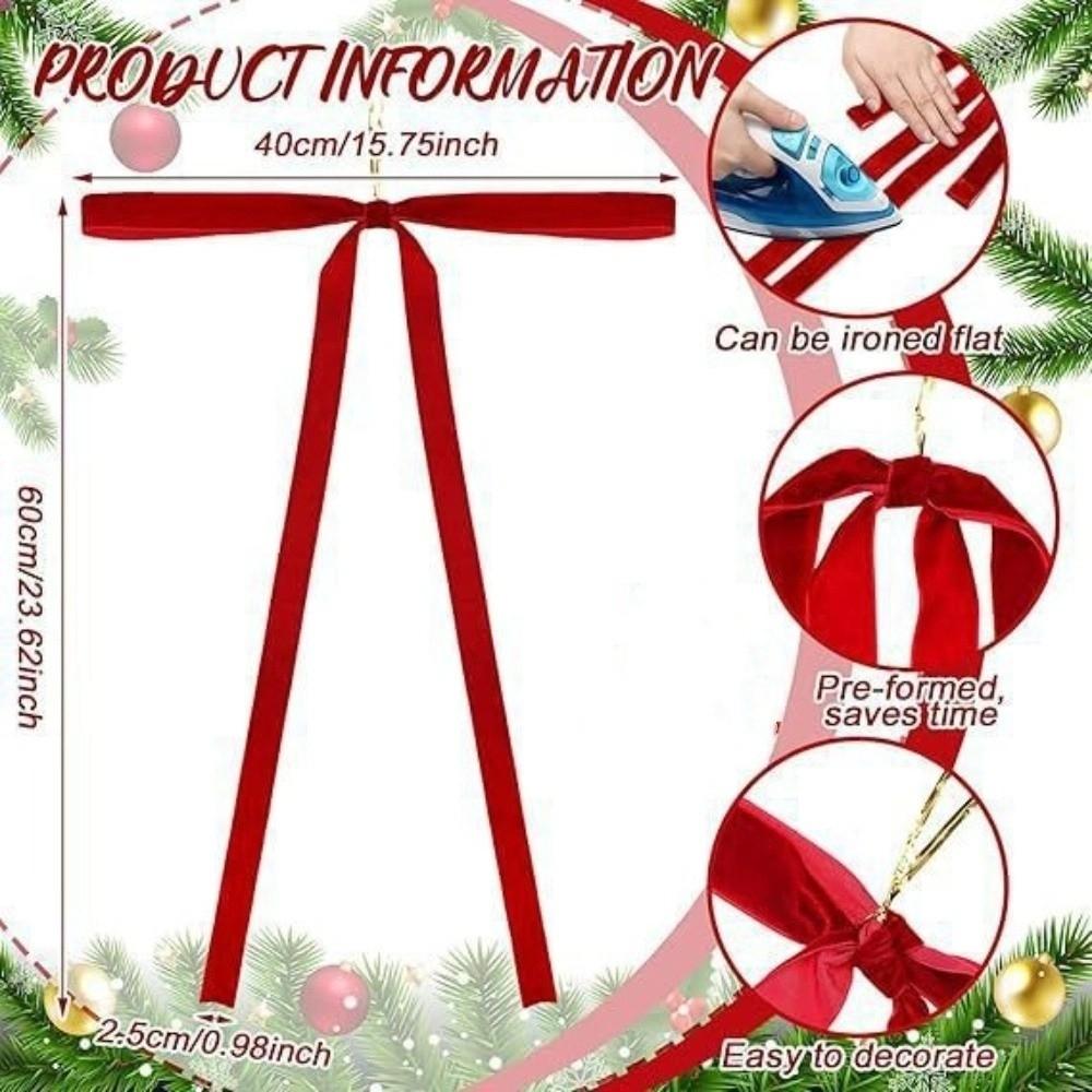 6pcs/set Christmas Gift Velvet Bows Vintage Velvet Ribbon Bow New Christmas Tree Bows