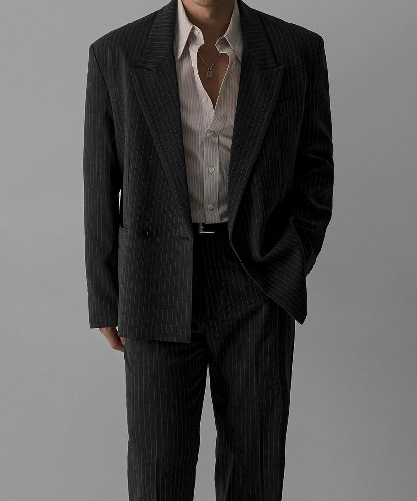 BOWLOW PRODUCT Striped Double-Breasted Blazer