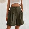 Однотонные повседневные женские шорты с высокой талией и широкими штанинами