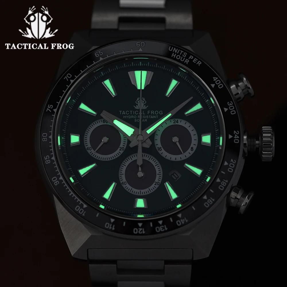 Tactical Frog VS75 Quartz Chronograph Watch 43mm 200M Waterproof Sapphire Glass Ceramic Bezel C3 Super Luminous GS Wristwatch