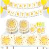 The Sun Theme Birthday Party Disposable Tableware Yellow Sun Paper Plates Napkins Cups Babyshower 1st Birthday Party Supplies