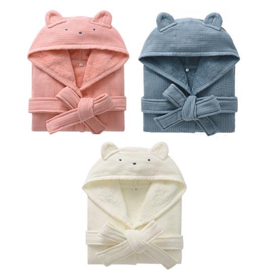 Yousheng Детский халат с капюшоном и поясом с карманом, плотный, мягкий, впитывающий воду, быстросохнущий, однотонный, для мальчиков и девочек, халат для малышей, пижамы, одежда для сна