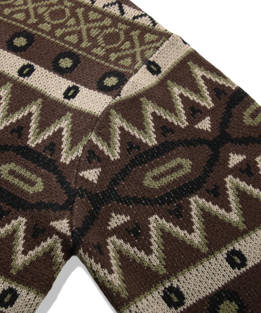 TRILLION Винтажный жаккардовый джемпер Fair Isle с круглым вырезом_Коричневый