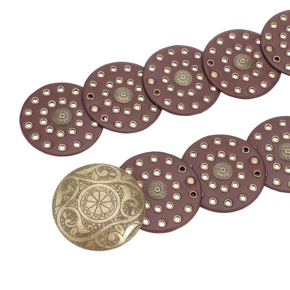 Ремень для дисков в западном стиле Y2K Широкий дисковый ремень Ковбойский широкий дисковый ремень Полый ремень для женщин