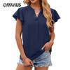 Летняя футболка, однотонная свободная шифоновая рубашка с v-образным вырезом и короткими рукавами для женщин