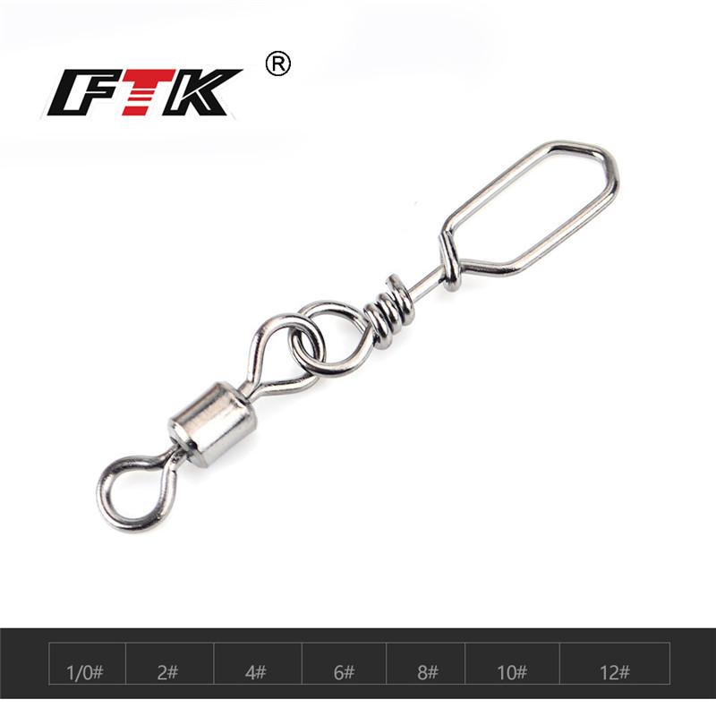 FTK 50 шт., аксессуары для рыбалки на щуку, соединительный штифт, вертлюг из нержавеющей стали, карабин, приманка, вертлюг, снасти