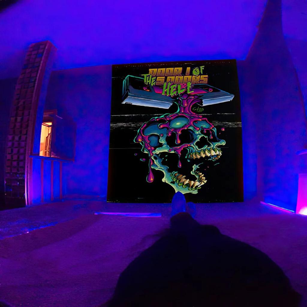 Флуоресцентный гобелен, УФ-реакция, психоделический череп, гриб, стена, хиппи, спальня, общежитие, украшение отдельной комнаты