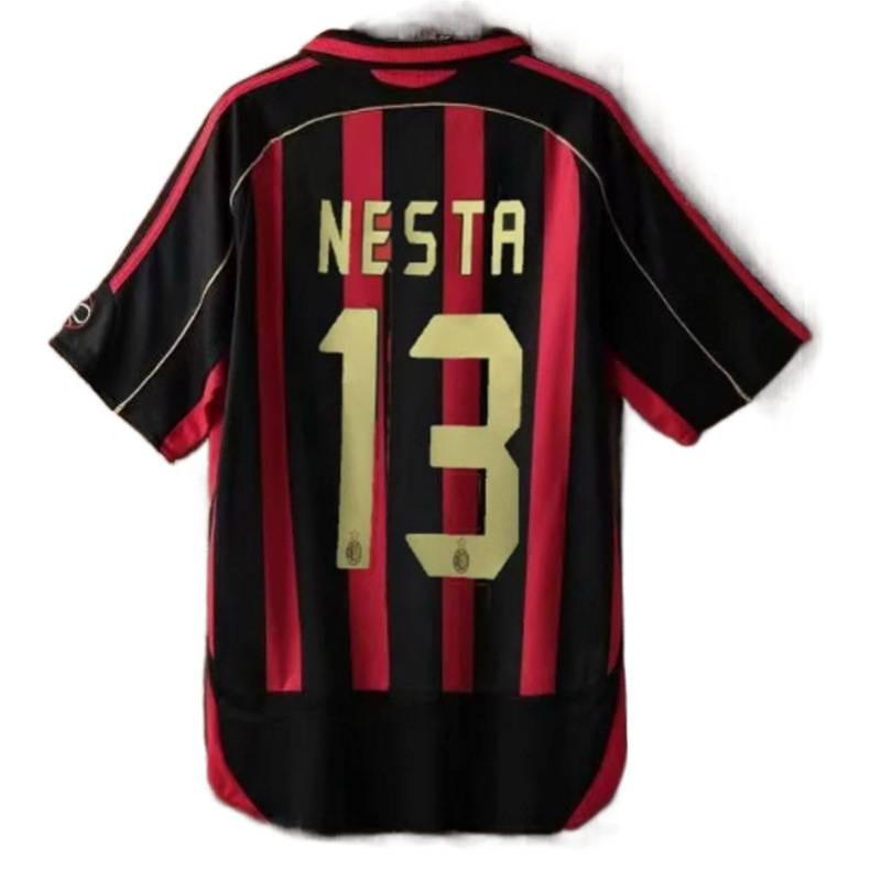 Retro AC Milan 2006-2007 Home/Away Short Sleeve Soccer Jersey Adults Classic Match Shirt With Player Number