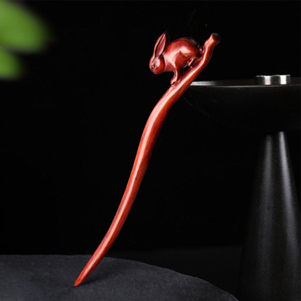 Hair Clips Hair Sticks For Girls Chinese Hair Fork Rabbit Hair Sticks Women Hanfu Hairpins Wooden