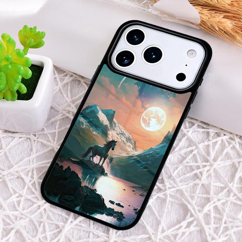 Красивые горы с лошадью Чехол для телефона для iPhone 17 Air 16 15 11 12 14 13 Pro Max Ударопрочный чехол