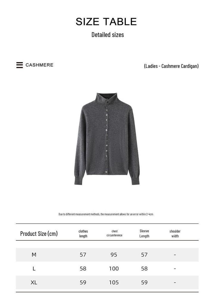 2026 Autumn/Winter Women's Reversible Cashmere High Neck Cardigan - Rolled Edge, Casual, Skin-Friendly Knit Sweater