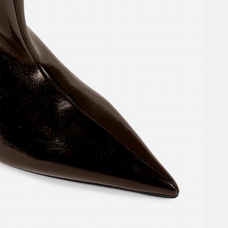 Krazing Pot Осенне-зимняя обувь из микрофибры, туфли на шпильках, высокие каблуки, большие размеры 45, 44, 46, женские теплые сапоги выше колена