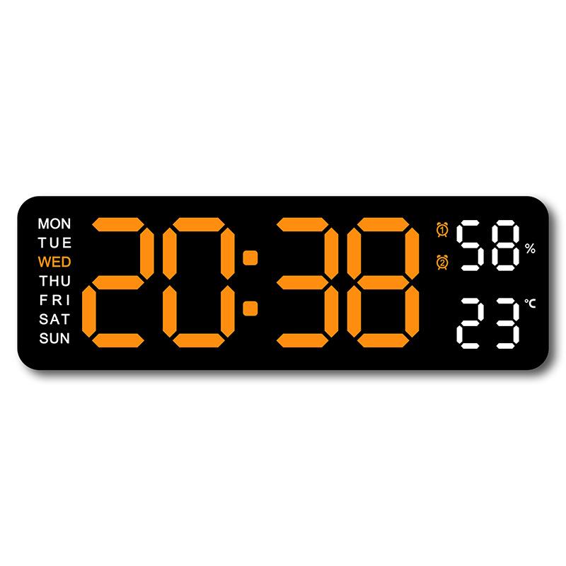 9 Inch Large Digital Wall Clock Temperature Humidity Week Auto Dimmable Table Clock 12/24H Electronic LED Alarm Clock Function MIT