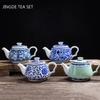 Vintage Blue and White Porcelain Teapots Handmade Ceramic Tea Set Beauty Kettle Chinese Household Filter Tea Pot Puer 240ml