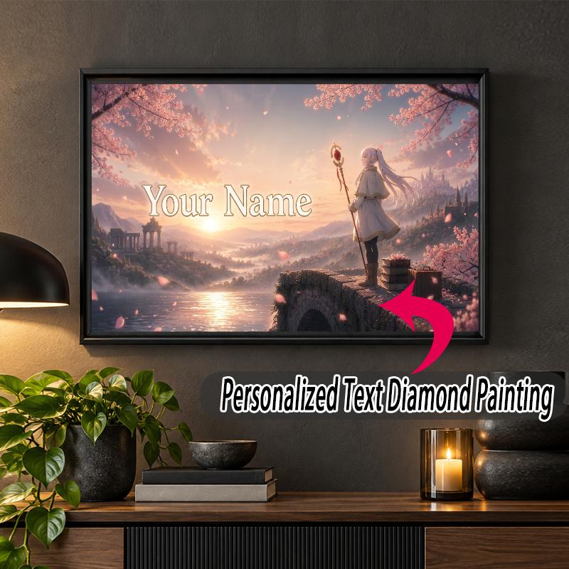 Frieren Beyond Journey's End Custom Name Text 5D Diamond Painting Kit DIY Full Drill Diamond Art Decoration