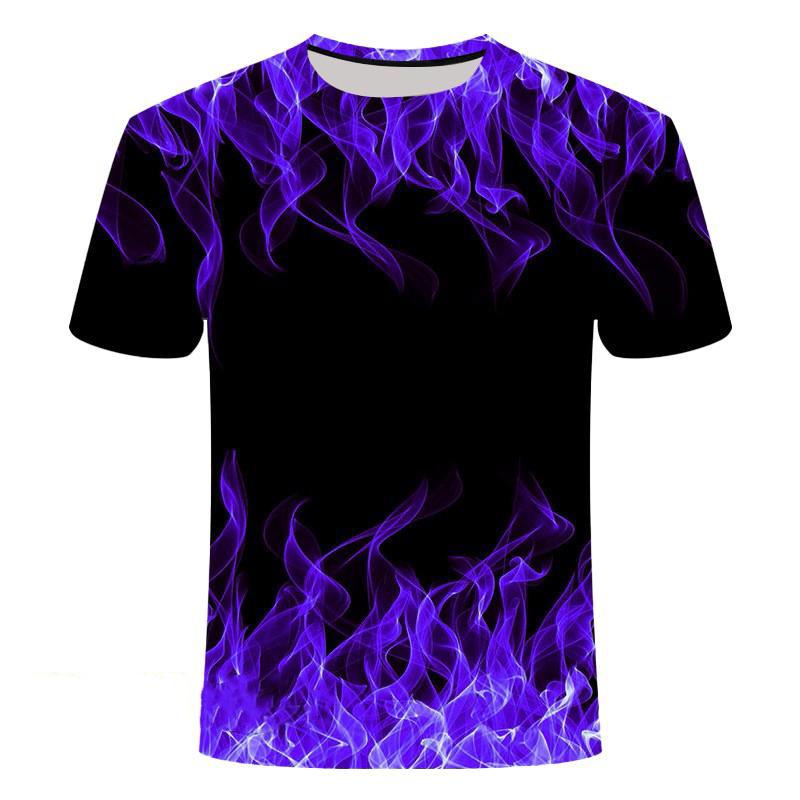 Красочные пламенные крутые футболки с 3D-принтом для мужчин и женщин, с круглым вырезом и коротким рукавом, свободные футболки Harajuku Y2k, топы, футболки, детская одежда