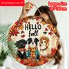 2D Flat, 1pc Vintage Fall Dog Metal Wall Art - Hello Fall Decor with Dogs in Plaid Scarves - Rustic Kitchen, Living Room, Porch Decor - Durable