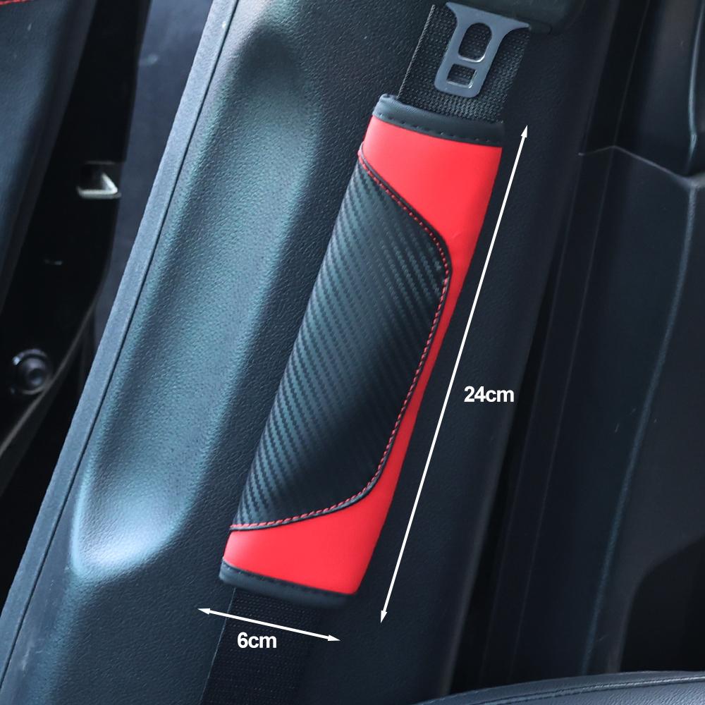 Car Seat Belt Shoulder Protector Universal Carbon Fiber Leather Shoulder Pad Summer Winter Breathable Safety Belt Accessories