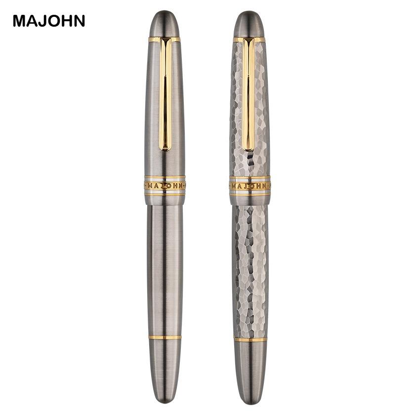 MAJOHN Титановый сплав Ti-136 Поршневая перьевая ручка Противоскользящая EF/F Металлическая версия с молотковым рисунком Пишущая ручка Подарок Канцелярские принадлежности