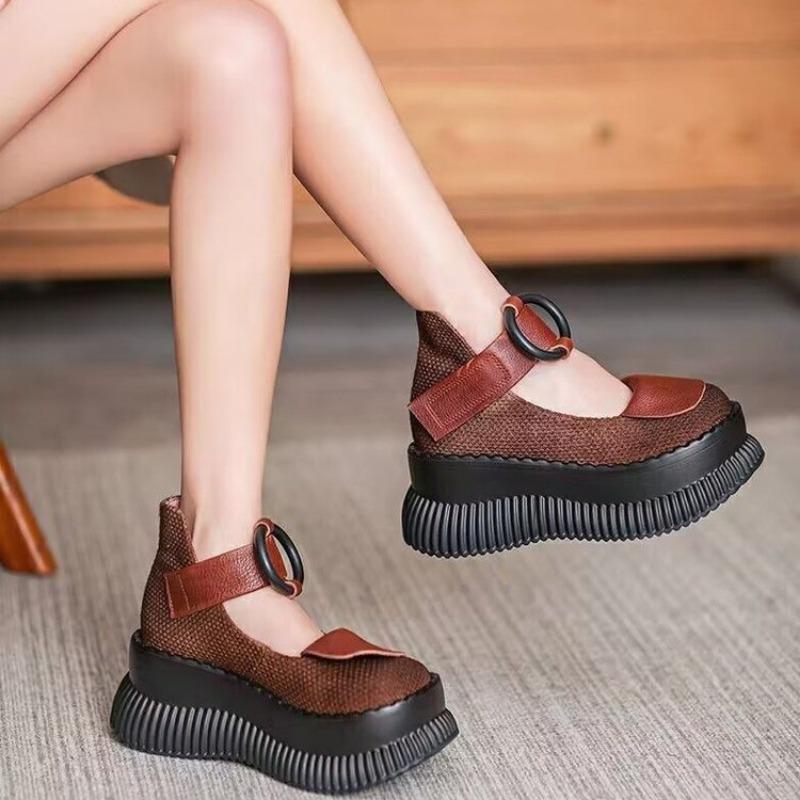 Модные туфлиТолстая подошва Маффин Увеличение круглой головки Мода Все удобные нескользящие дышащие спортивные износостойкие каблуки Женщины