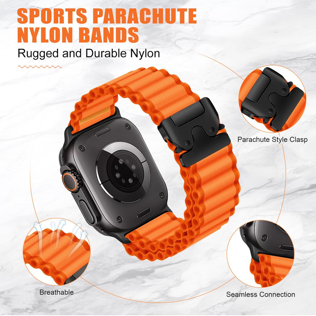 Parachute Straps For Apple Watch ultra 2 band 49mm 46mm 45mm 41mm 42mm 38mm nylon Bracelet IWatch Series 10 9 8 7 3 SE 44mm 40mm