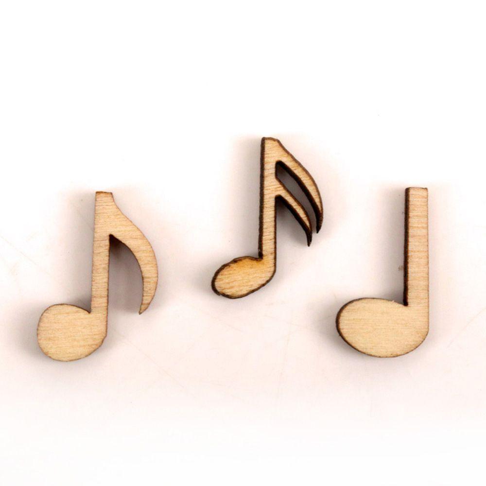 100Pcs Arts Card Making DIY Craft Natural Wood Scrapbooking Embellishment Music Notes Wooden