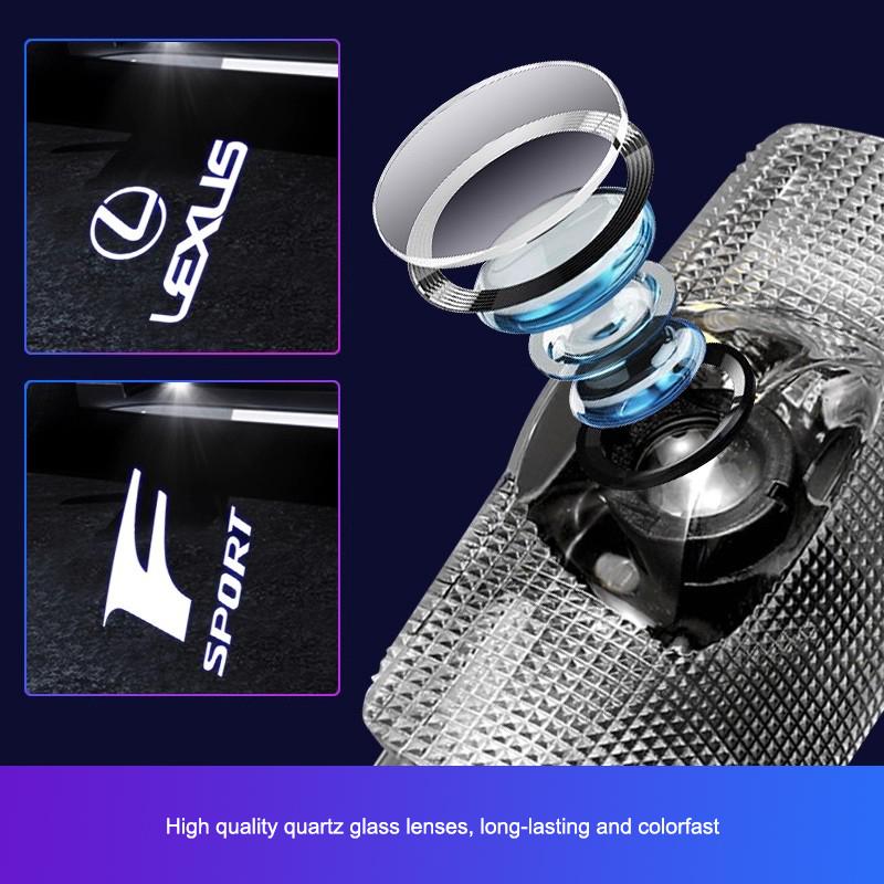 2Pcs Car HD Welcome Lights Car Door Emblem Projector Lamps For Lexus GS IS LS500h ES260 ES300h RX350h NX260 UX260 LM LC RZ450e