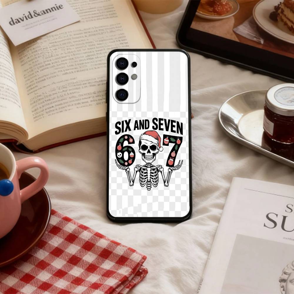 67 S-Six S-Seven Мем A-Эстетика Чехол для телефона для Samsung S 25,24,23,22,30,21,10,9,Ultra,Plus,Lite,FE,4,5 G Мягкий черный чехол